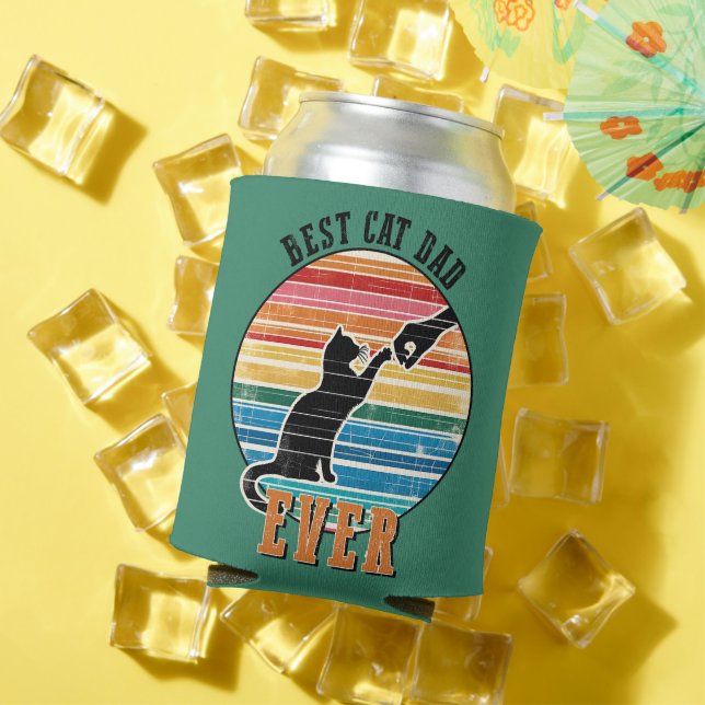 Funny Cat Dad Father Custom Name Gift Can Cooler (In Situ Summer)