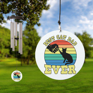 Funny Cat Dad Father Custom Name Gift  Wind Chime