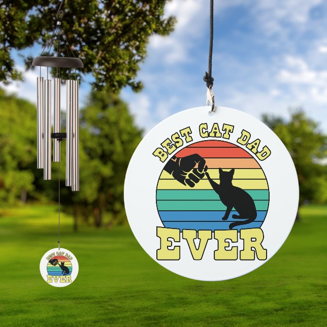 Funny Cat Dad Father Custom Name Gift  Wind Chime (Outdoor)