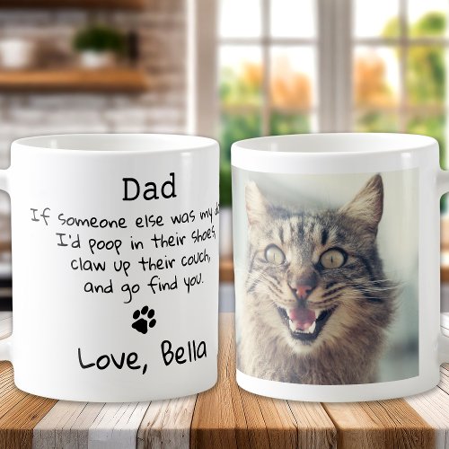 Funny Cat Dad _ Fathers Day Custom Pet Photo Coffee Mug