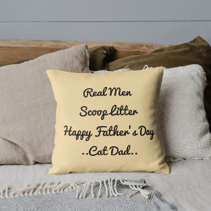 Funny Cat Dad Father's Day Cute Black Beige Trendy Throw Pillow