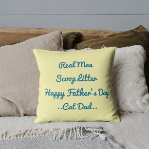 Funny Cat Dad Father's Day Cute Blue Cream Trendy Throw Pillow