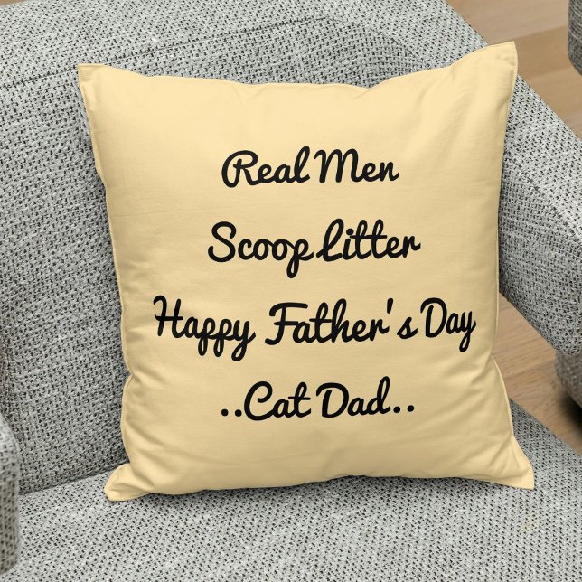 Funny Cat Dad Father's Day Gift Black Beige Trendy Throw Pillow (Creator Uploaded)