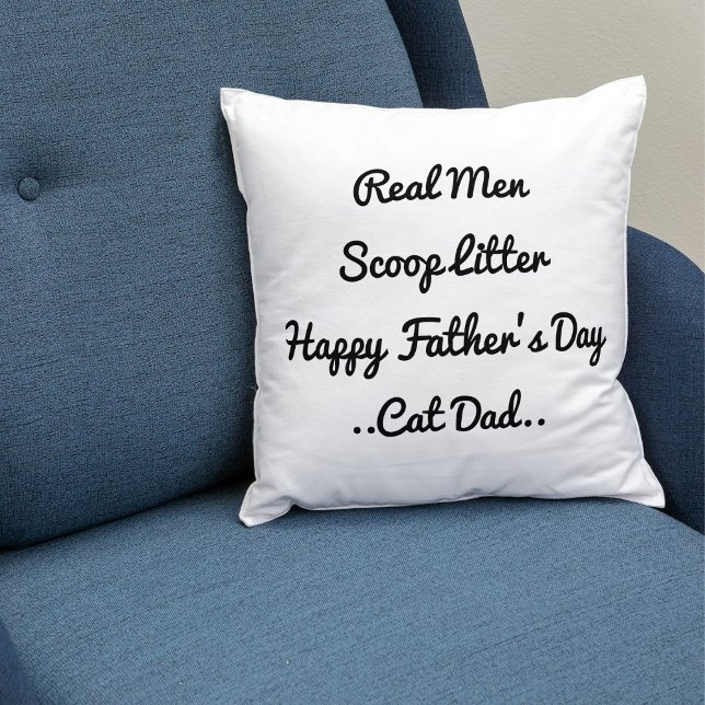 Funny Cat Dad Father's Day Gift Black White Trendy Throw Pillow (Creator Uploaded)