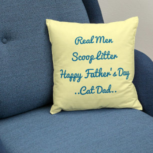 Funny Cat Dad Father's Day Gift Blue Cream Trendy Throw Pillow