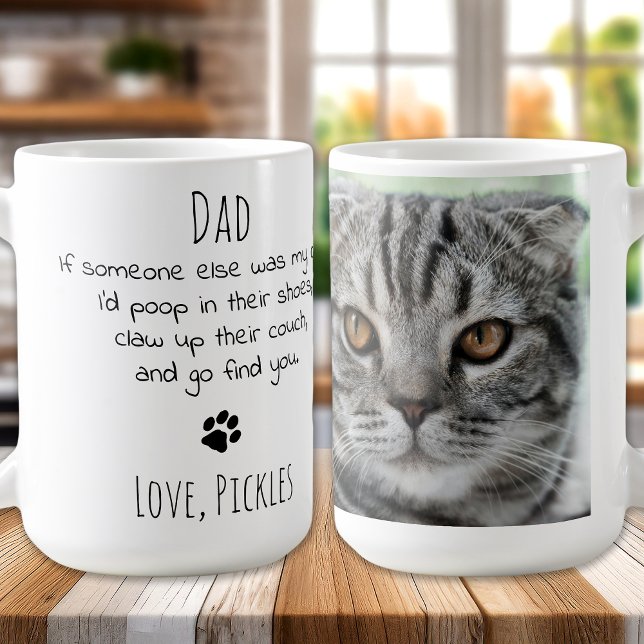 Funny Cat Dad Personalized Pet Photo Coffee Mug (Creator Uploaded)