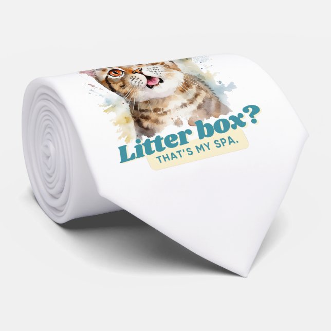 Funny Cat Dad Quote Neck Tie (Rolled)
