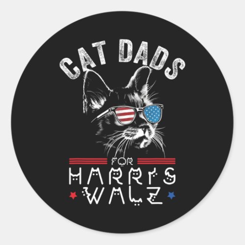 Funny Cat Dads For Harris Waltz 2024 Usa Flag  Classic Round Sticker