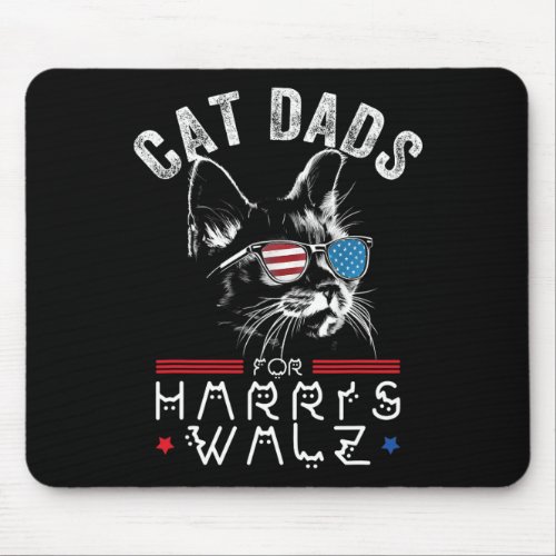 Funny Cat Dads For Harris Waltz 2024 Usa Flag  Mouse Pad