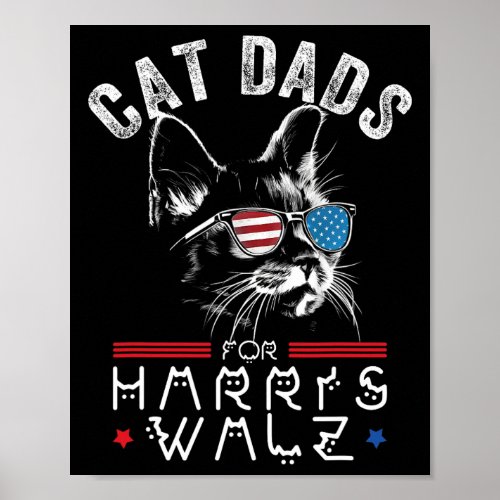 Funny Cat Dads For Harris Waltz 2024 Usa Flag  Poster