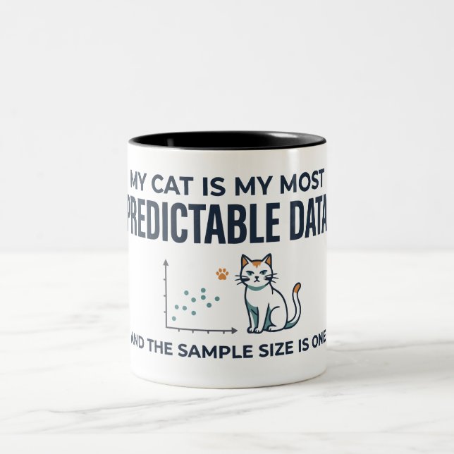 Funny Cat Data Analyst Unpredictable Dataset Humor Two-Tone Coffee Mug (Center)