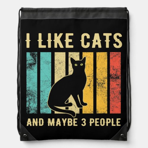 Funny Cat Design Cat Lover For Men Women Animal Drawstring Bag