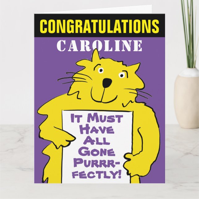 Funny Cat Design Congratulations with a Cat Pun Card (Front)