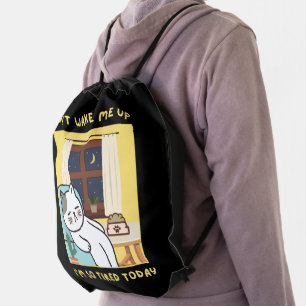 funny cat design for kids- trendy design for fun drawstring bag