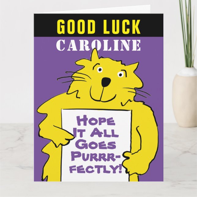 Funny Cat Design Good Luck Wish with a Cat Pun Card (Front)