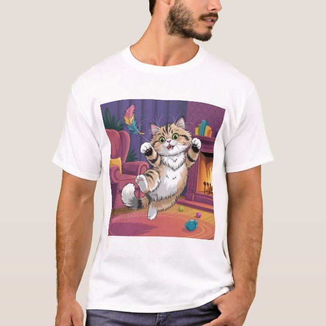 Funny Cat Design Men’s T-Shirt | Cute & Humorous  (Front)