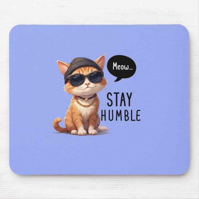 Funny Cat Design Mousepad With Light Blue Color (Front)