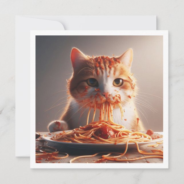 Funny Cat Dinner invitation, Cat Birthday  Invitation (Front)