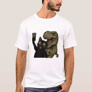 Funny Cat Dinosaur Selfie, Cool Dinosaur Lover T-Shirt