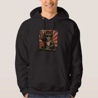 Funny Cat DJ Retro Turntable Disco Dance Club Soun Hoodie