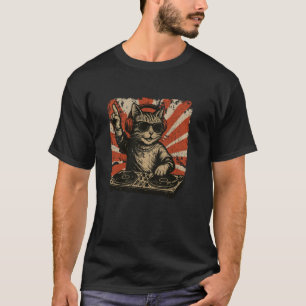 Funny Cat DJ Retro Turntable Disco Dance Club Soun T-Shirt