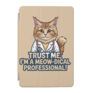 Funny Cat Doctor Animal Humor Illustration iPad Mini Cover