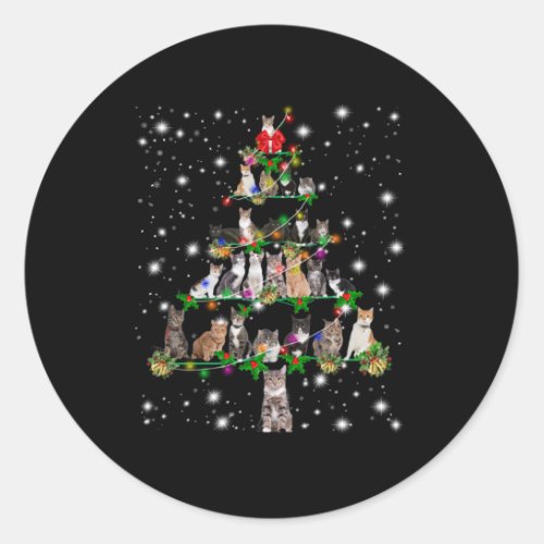 Funny Cat Dog Christmas Tree Ornaments Decor Classic Round Sticker