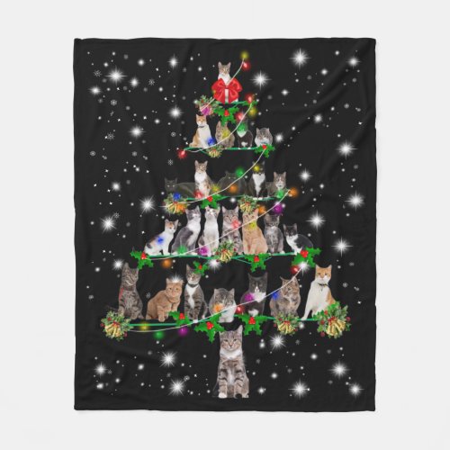 Funny Cat Dog Christmas Tree Ornaments Decor Fleece Blanket