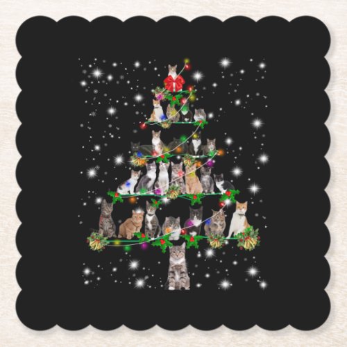 Funny Cat Dog Christmas Tree Ornaments Decor Paper Coaster
