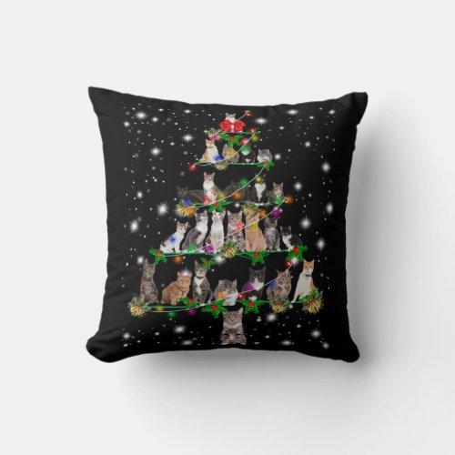 Funny Cat Dog Christmas Tree Ornaments Decor Throw Pillow
