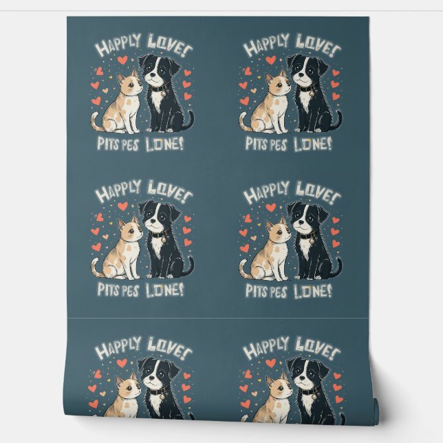 Funny Cat & Dog Cute Pet Couple Cartoon Background Wallpaper (Unrolling)