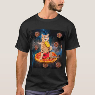 Funny Cat Donut Riding Pizza Eating Ice Cream Gala T-Shirt