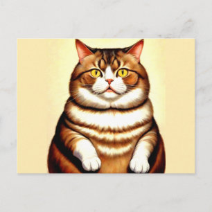 Funny Cat Drawing Postcard
