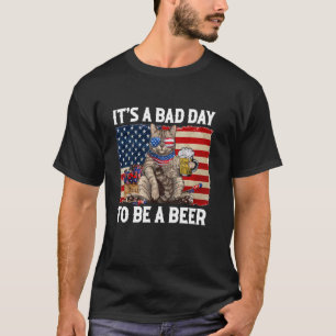 Funny Cat Drinking Beer Party It's a Bad Day To Be T-Shirt
