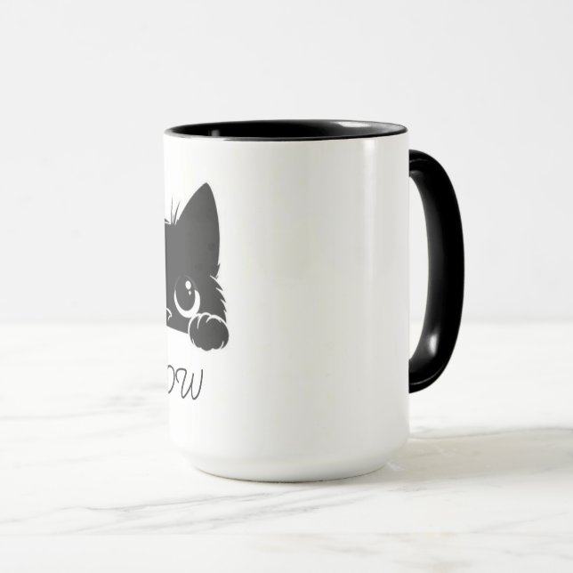 Funny Cat Drinking Coffee Cute Coffee Mug (Front Right)