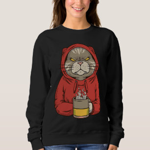 Funny Cat Drinking Coffee Morning Cat Drink Coffee Sweatshirt