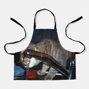 Funny Cat Drinking From Tap, Kids Fullprint Apron
