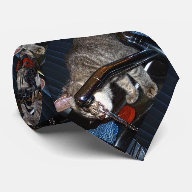 Funny Cat Drinking From Tap, Neck Tie (Rolled)