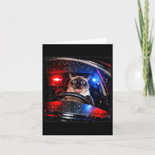 Funny Cat Driving Police Chase Kitten Meme Humor Card