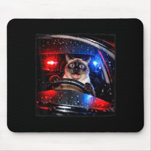 Funny Cat Driving Police Chase Kitten Meme Humor Mouse Pad