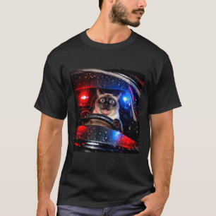 Funny Cat Driving Police Chase Kitten Meme Humor T-Shirt