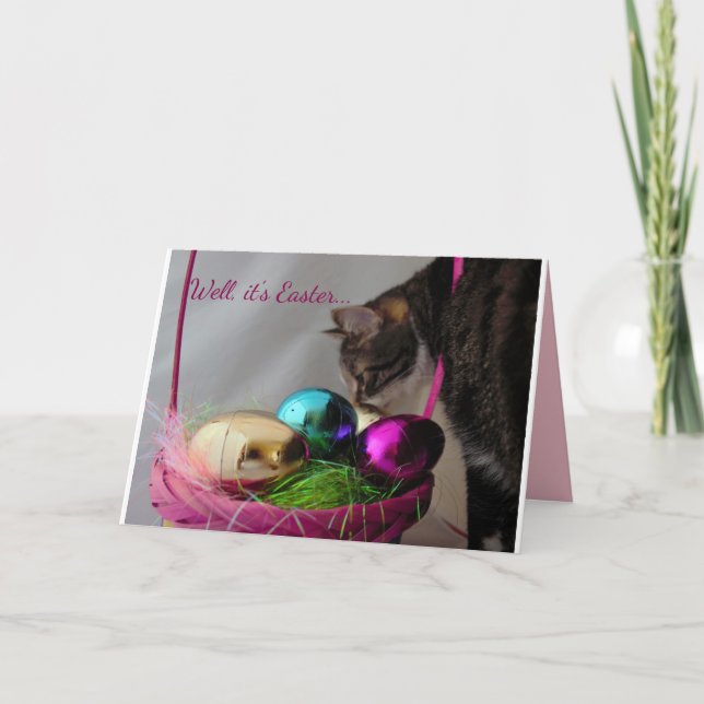 Funny Cat Easter Holiday Card (Front)
