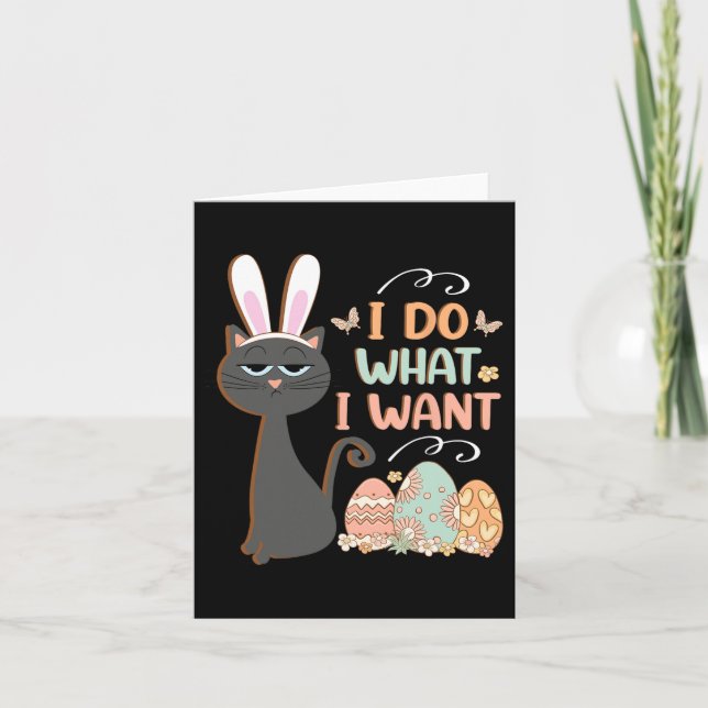 Funny Cat Easter What I Want Easter Bysket Stuffer Card (Front)