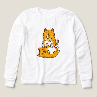Funny Cat Eating Banana Neko Cute Cartoon Orange Tri-Blend Shirts