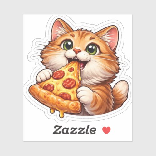 Funny Cat Eating Pizza Sticker