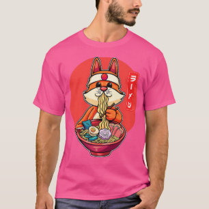 Funny Cat Eating Ramen Cute Japanese Cat Ramen Noo T-Shirt