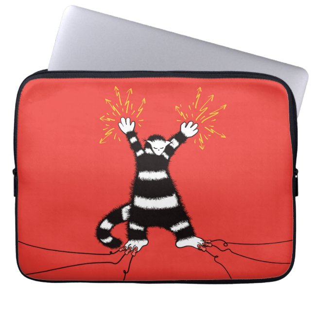 Funny Cat Electrical Engineer Red Laptop Sleeve (Front)