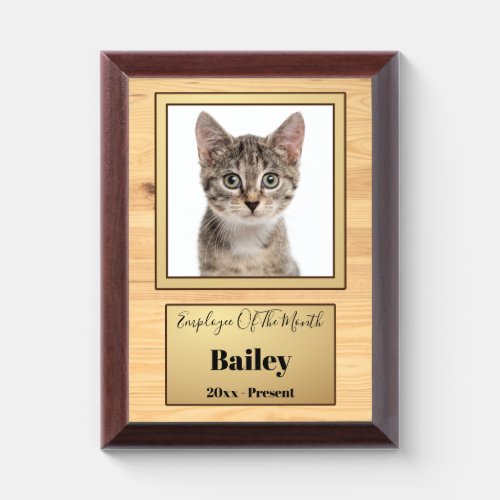 Funny Cat Employee of the Month Custom Photo Award Plaque
