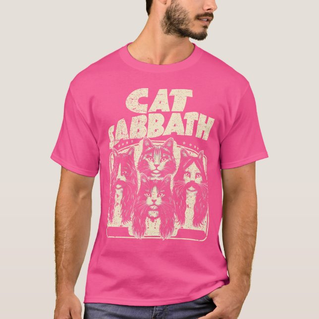 Funny Cat English Rock Band Music Lover Distressed T-Shirt (Front)