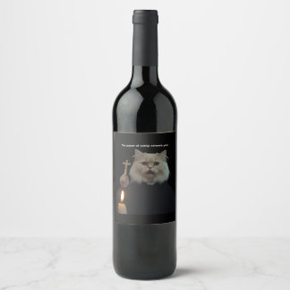 Funny Cat Exorcist Wine Label - Catnip Compels You